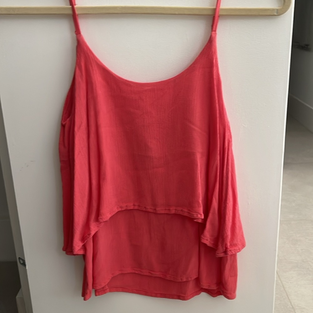 DIVIDED BY H&M Women sz 2 salmon pink two tiered top adjustable straps flowy Y2K